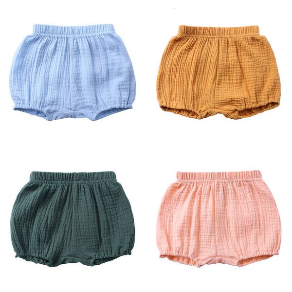 Shorts mode pour garçon couleur unie vêtements pour enfants filles coton lin pain bébé pantalons courts né vêtements 14 ans 230512