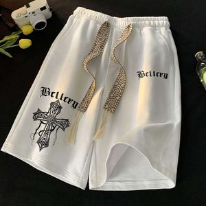 Shorts para la etiqueta de moda delgada de verano masculina suelta cinco puntos deportes para hombres y pantalones cortos de playa de ocio, pantalones medianos para ropa externa