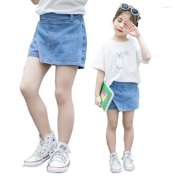 Shorts en Denim pour filles, vêtements d'été pour enfants, bleu clair, rose, blanc, noir, jupe et pantalon, mode enfants de 4 à 14 ans, Mini jean
