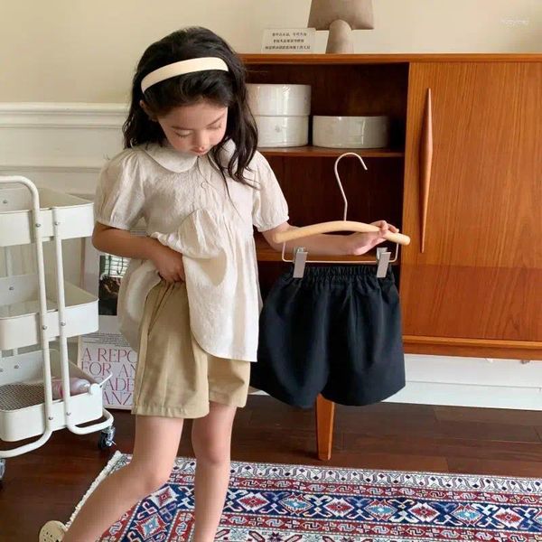 Shorts filles adapter les vêtements pour enfants 2024 Été coréen mince classique polyvalent mode décontracté pantalon de taille élastique solide lâche