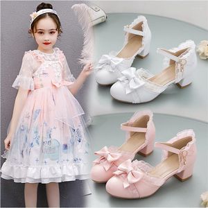 Short à talons hauts pour filles, chaussures de Cosplay de Style gothique Lolita, jolis escarpins en dentelle avec nœud papillon, talon épais de 4CM