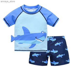 Shorts Honeyzone Baby Boy MAINTRACUTION SET SET des enfants MAINTRAIRE AVEC LA PROTECTION UV SHARK PRINT Childrens Swimsuitl2405L2405