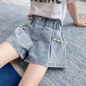 Shorts IENENS fille jean enfants Denim pantalon court grande poche perle bébé bas décontracté Fit 4-13 ans enfant vêtements d'été