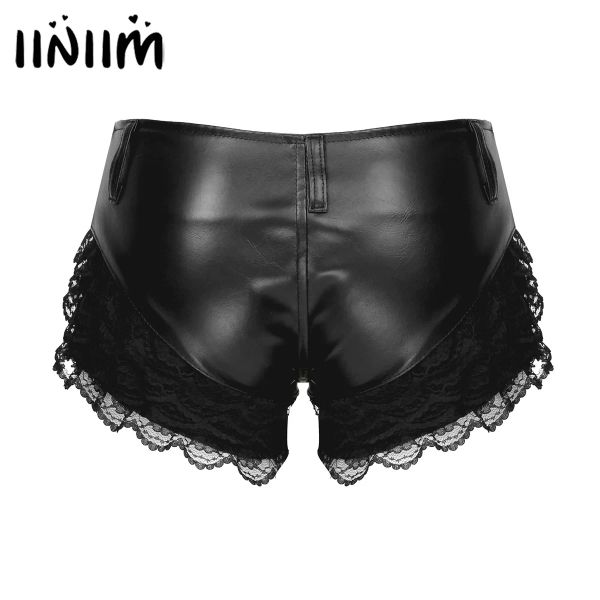 Shorts Iiniim pour femmes patchwork Pu cuir short dames mode moto basse taille pantalon chaud pole danse clubwear costumes