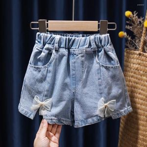 Shorts Enfants Filles Denim Taille Élastique Mince Pantalons Courts D'été 2024 Tout Assorti Décontracté Enfants Fille Jeans