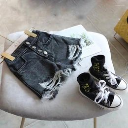 Shorts en Denim pour enfants et filles, bleu, noir, pour adolescentes, vêtements d'été de Style coréen, 2024