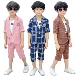 Shorts Kids Suts Boys Summer Des voor 313y Little Boy Jakcet+Shirt+Shorts 3pcs/Set Teenage Party Wedding School Wear Children Tops