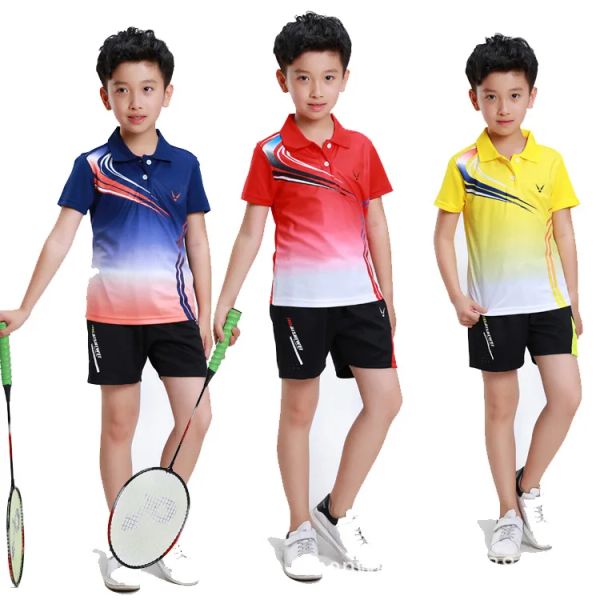 Shorts Kids Tennis Shirts + Shorts Vêtements Running Badminton Côtes courtes Tshirt Suit Enfants Badminton Jersey 3862