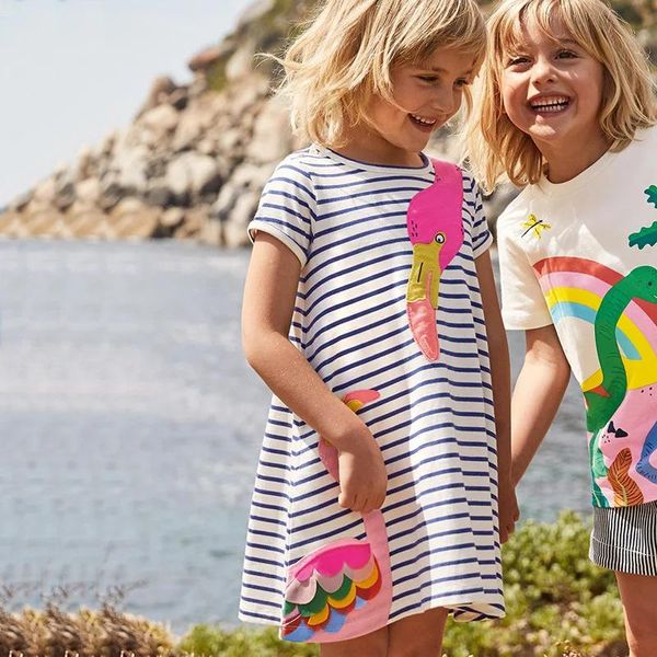 Pantalones cortos Little Maven 2023, vestido informal para niñas, vestidos de flamencos de algodón de verano, ropa encantadora y cómoda para niños pequeños