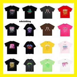 Shorts Men 5555555 Sp5de Men T Shirt Diseñador Pink Young Thug R Mans Mujeres Formación de espuma Spina Spider Web Y2K Top Pattern Fashion