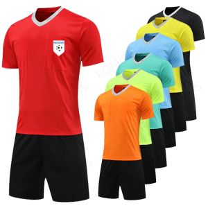 Shorts mannen scheidsrechter voetbal jersey professional vneck voetbal scheidsrechter uniform kort mouw match rechter zakken shirt en shorts