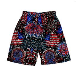 Shorts Pantalons de plage graphiques pour hommes Casual 3D Motif drapeau du 4 juillet Rétro
