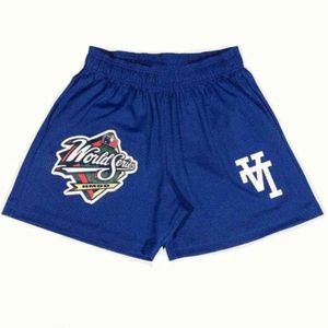 Shorts Heren Basic World Series LA Blauw Hiphop Hardlopen Fitness Ademend Sneldrogend Zomer Gym Workout Heren Mesh Kort 36