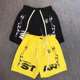 Shorts hommes Shorts 2023ss Hellstar Studios X4 en 1 taille élastique basket-ball noir jaune vêtements 230419