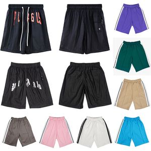 2024 NIEUWE PALMS SHORTS HENS Heren Dames Solid kleur Korte letter Afdrukken Hoeken Webbing Webbing Verfrissend en ademende vijfpuntskleding Zomerstrandkleding Zomerstrandkleding