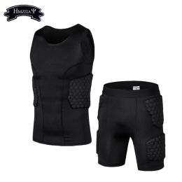 Shorts Nieuwe honingraat basketbal shorts + Vest strakke voetbalshirts lichaamsbescherming mannelijke bescherming spullen training shorts knie pads gym