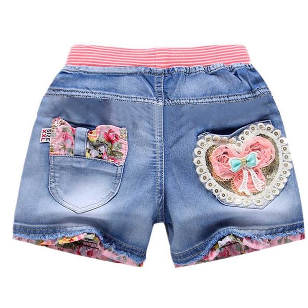 Shorts Nouvel été enfants Shorts courts en Denim pour les filles mode fille courte princesse jean enfants pantalons filles Shorts fleur filles vêtements AA230404