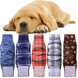 Shorts ohbabyka bandes de ventre lavables pour chiens mâles réutilisables 5 cheminées de couches de chien enveloppe mâle absorbant les couches de chien mâle absorbant