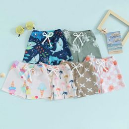 Shorts Pudcoco Bandan Boys Boys Swimming Truss Fashion imprimé Shorts élastiques Baby Beach Board Shorts 6m-4T Y240524