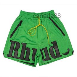 Shorts Rhude Designer Slacks Summer Lever en cuir Pantalon de basket-ball pour hommes Jogging American Sweatpants Green Grey U7pr