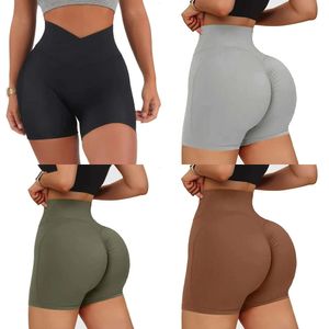 Shorts lopende sport yoga vrouwen naadloze mode solide kleur hoge taille push up rek gym atletische training leggings