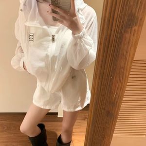 shorts sets Femmes Two Piece Set Chann 2C LETERS LOGO VINTAGE Cuir Marque Tencel Coton Coton Breffe de protection solaire à capuche et shorts