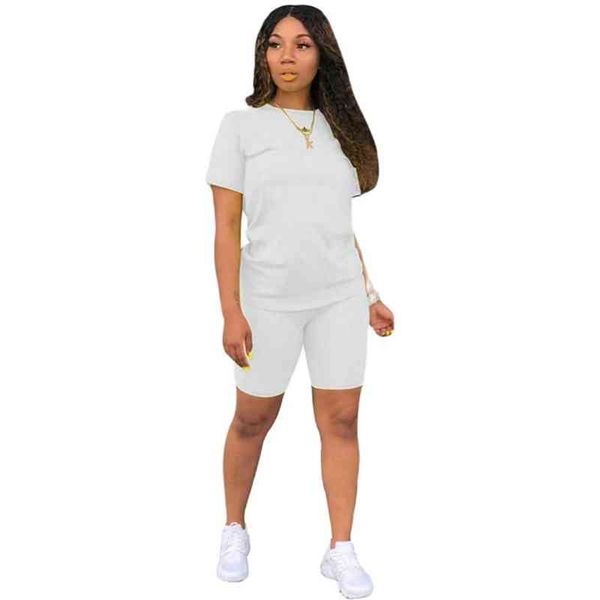 Ensembles de shorts femmes 2021 été élégant blanc corset haut pantalon costumes costume d'été décontracté deux pièces ensembles vêtements pour femmes costume en coton G220311