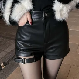 Shorts sexy shorts en cuir PU noir noir