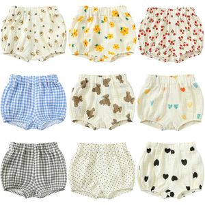 Pantalones cortos 2024 pantalones cortos de verano para preescolares dibujos animados de lino de algodón de algodón de algodón de algodón