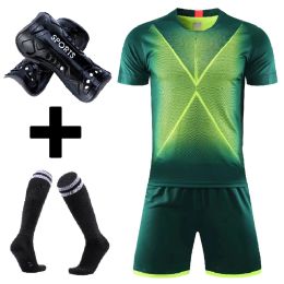 Short-Shirts et shorts de football pour hommes uniformes de football pour enfants garçons et filles de vêtements de football avec chaussettes et tibia