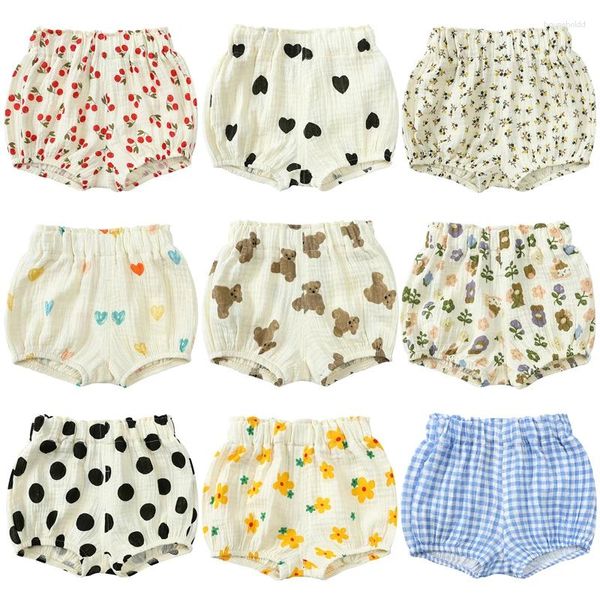 Pantalones cortos de verano de 0 a 6 años, bombachos de oso Kawaii para bebés nacidos, pantalones de PP, pantalones triangulares de lino y algodón, pantalones para niños pequeños