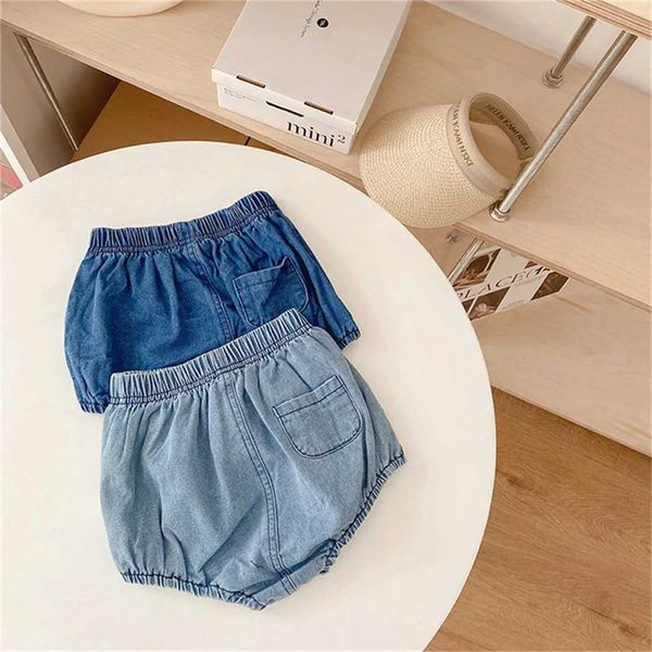 Shorts d'été bébé fille denim flomer mignon de poche garçons coton short doux respirant watp couvercle enfant short d240510