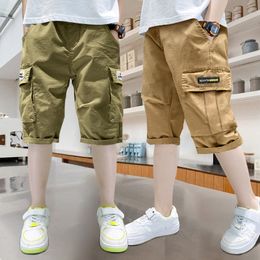 Shorts Summer Cargo Shorts For Boys Kids Fashion Casual Short Trousers Elastische taille losse kinderbroek jongens shorts Kleding 230512