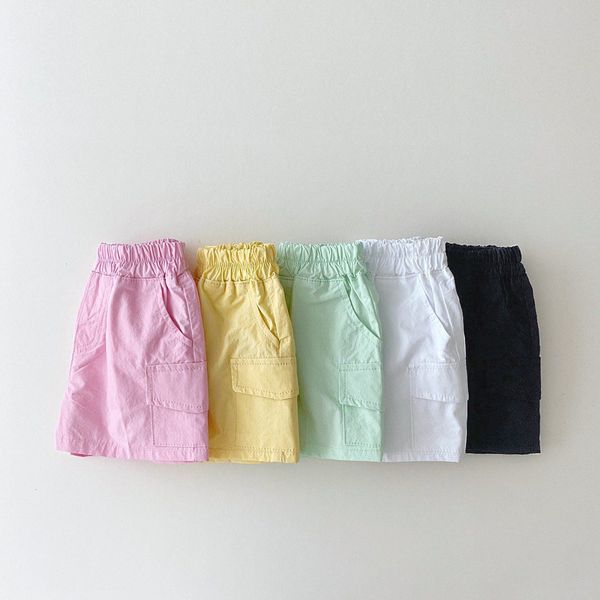 Shorts d'été pour enfants garçons couleur solide bébé fille coton pain pantalon court fashion nés des bloors 6 mois 4 ans 230412