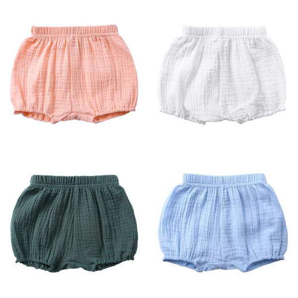 Shorts été enfants garçons couleur unie bébé fille coton lin pain pantalons courts mode né Bloomers 6 mois4 ans 230613