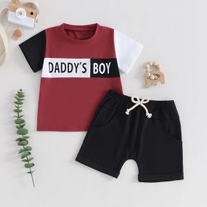 Shorts peuter baby zomerkleding voor meisjes jongens twee stukken outfits letter print short mouw t -shirt en shorts voor kinderpak sets