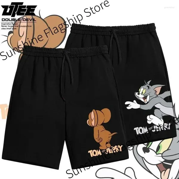 Shorts Tom Jerry Cartoon Sports Pantalon Gris pur noir Coton décontracté d'été pour les garçons et les filles de l'enfant grande taille