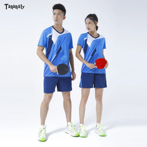 Shorts Top Table Tennis Jersey Badminton Set Sportswear Shirt with Shorts Men Mesdames Pingpong Cloths Shirt Team Run Training Dry Sèche