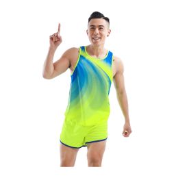 Shorts Track en Field Running Uniform snel droge dunne sport sprintvest en shorts prints ademende marathon kleding mannen trainingspak