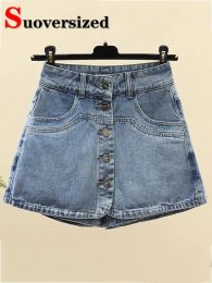Shorts Vintage Hoge Taille Slanke Denim Culottes Shorts Zomer Vrouwen Koreaanse Aline Jean Szorty Mode Rokken Pantaloncini Casual Bermuda