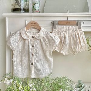 Shorts Vintage en lin en coton bébé ensemble d'été à manches bouffantes courte pouf