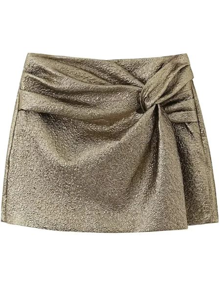 Shorts Willshela femmes mode métallique doré incliné plissé côté fermeture éclair Mini jupes Shorts Vintage taille haute femme Chic dame Shorts