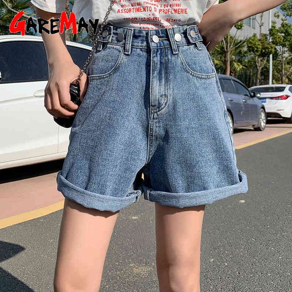 Shorts avec taille haute Denim Casual Loose Wide Leg Classic Blue Summer pour femmes Jeans Femme 210428