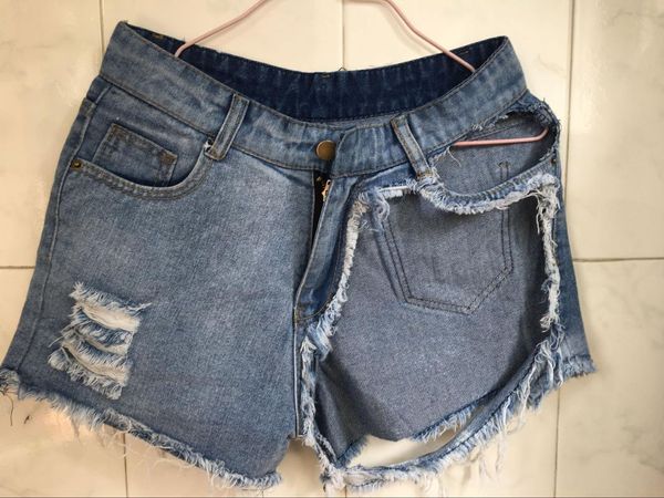 Shorts Femmes Ripped Big Hole Denim Short Feminino Dames Broken Night Cb Super Sexy Shorts Jeans Culottes Creux Hot Booty Bottoms