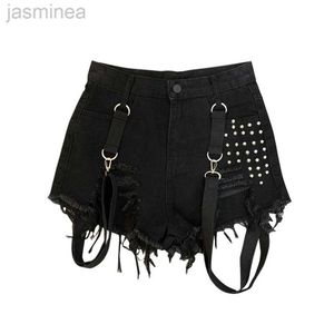 Shorts Dames Zomermode Shorts Punk Taille Kwastje Riem Denim Broekpakken Gothic Korte Jeans ldd240312