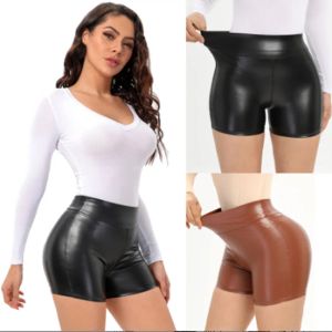 Shorts femmes Sexy Faux cuir noir Stretch Shorts fille taille haute plage Shorts chauds YF049 #815