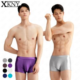 Shorts Xckny Satin Glossy Men Sous-pants Boxer lisse Shorts huileux Yoga Running Sportswear Silk High Elasticity Shorts