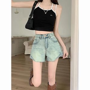 Shorts Y2K Fashion Jeans Shorts Raw Edge Blue Femmes Summer Baggy High Pantal