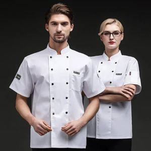 Korte sleeved chef -kok werkkleding voor mannen en vrouwen el kantine terug keuken ademende mesh uniform longsleve 240412