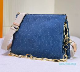 Bolso de hombro Cadena Axila Denim Azul Hobo Diseñador Bolso Monedero Bolsas de compras Bolsos cruzados Cremallera Mujer Cartera Correa ajustable